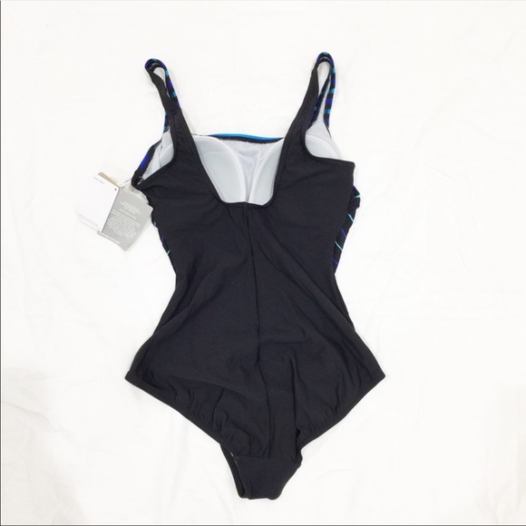Reebok striped black blue one piece swimsuit NWT - Picture 6 of 7